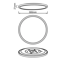 Tuco LED-kattovalaisin, himmennettävä, musta, muovia, Ø 30 cm