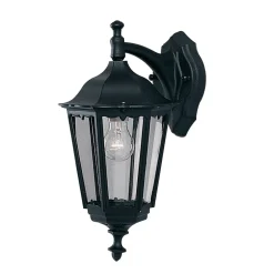 Ulkoseinälamppu Alex, korkeus 44 cm, musta/kirkas, metalli/lasi