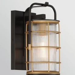 Ulkoseinävalaisin RIVAMAR, korkeus 34 cm, musta/kultainen, IP44 E27