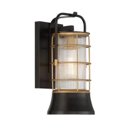 Ulkoseinävalaisin RIVAMAR, korkeus 34 cm, musta/kultainen, IP44 E27