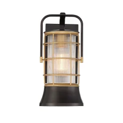 Ulkoseinävalaisin RIVAMAR, korkeus 34 cm, musta/kultainen, IP44 E27
