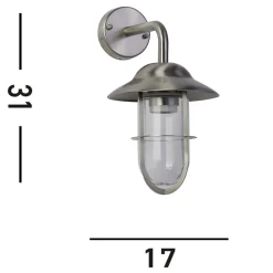 Ulkoseinävalaisin Toronto, IP44, hopea, teräs, lasi, E27