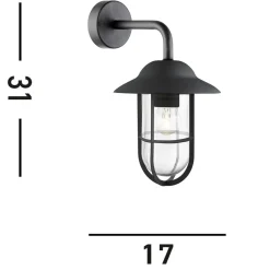 Ulkoseinävalaisin Toronto, musta IP44, teräs, lasi, E27