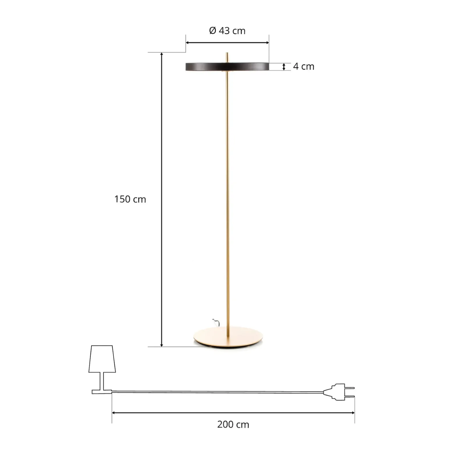 UMAGE Asteria Floor LED-lattiavalaisin musta