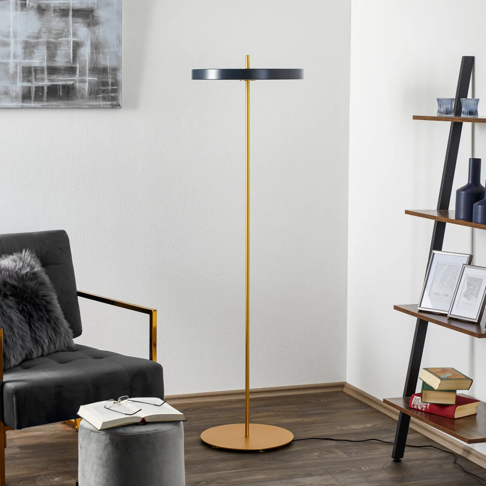UMAGE Asteria Floor LED-lattiavalo antrasiitti