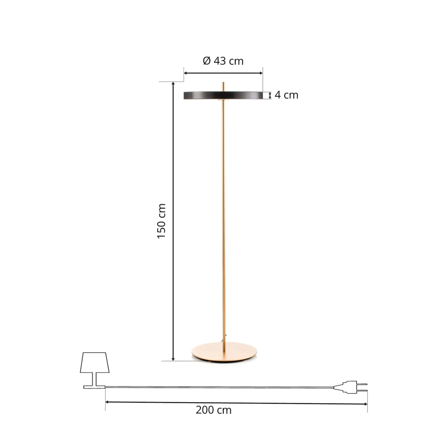 UMAGE Asteria Floor LED-lattiavalo antrasiitti