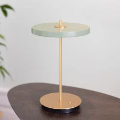 UMAGE LED-akkukäyttöinen pöytälamppu Asteria Move oliivinvihreä/messinki 31 cm