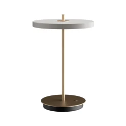 UMAGE LED-akkupöytävalaisin Asteria Move sumunharmaa/messinki 31 cm