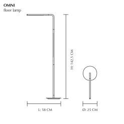 UMAGE LED-lattiavalo Omni, messinkivärinen, korkeus 143 cm, 2-lamppuinen.