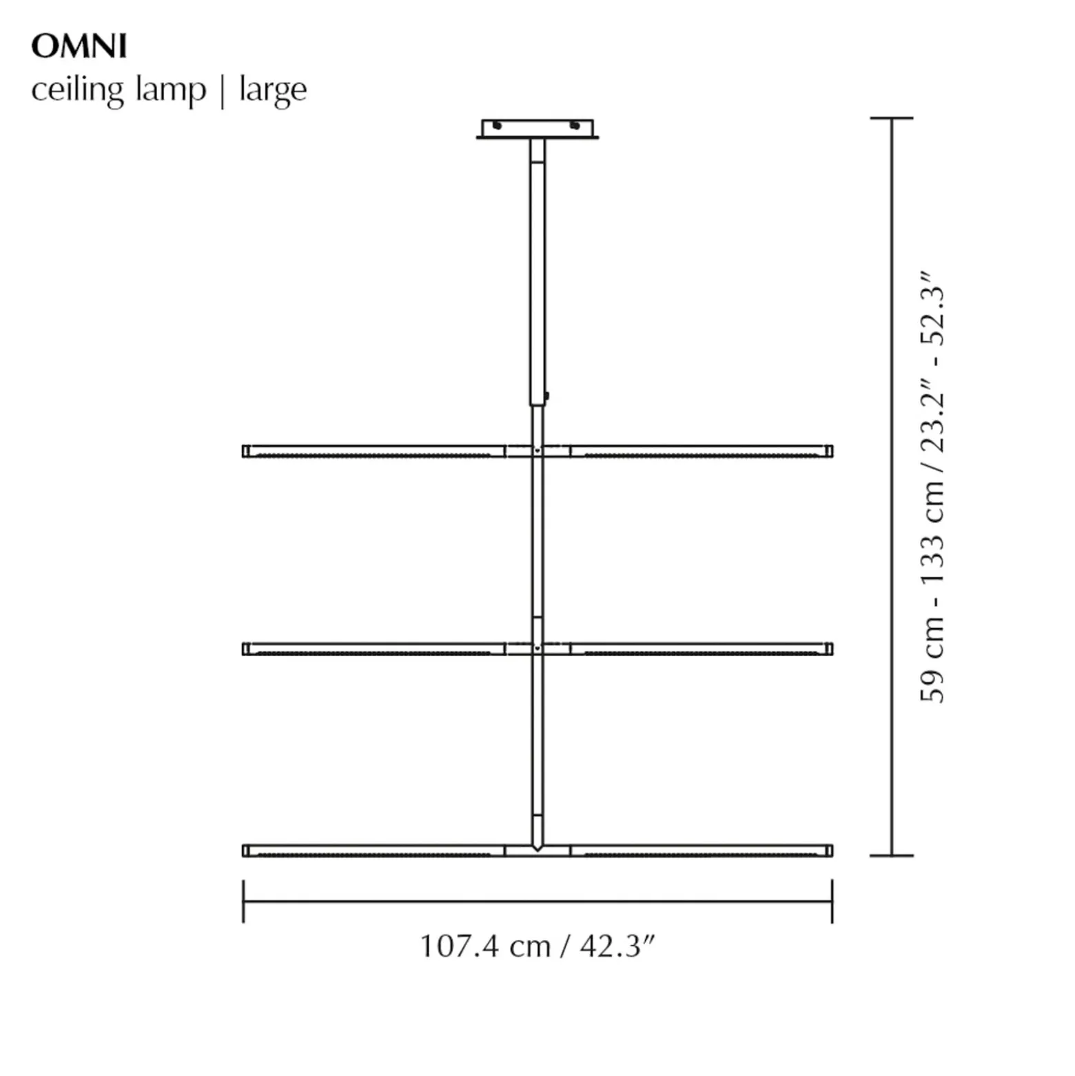 UMAGE LED-riippuvalaisin Omni, messinkivärinen Pituus 107 cm 2-lamppuinen.