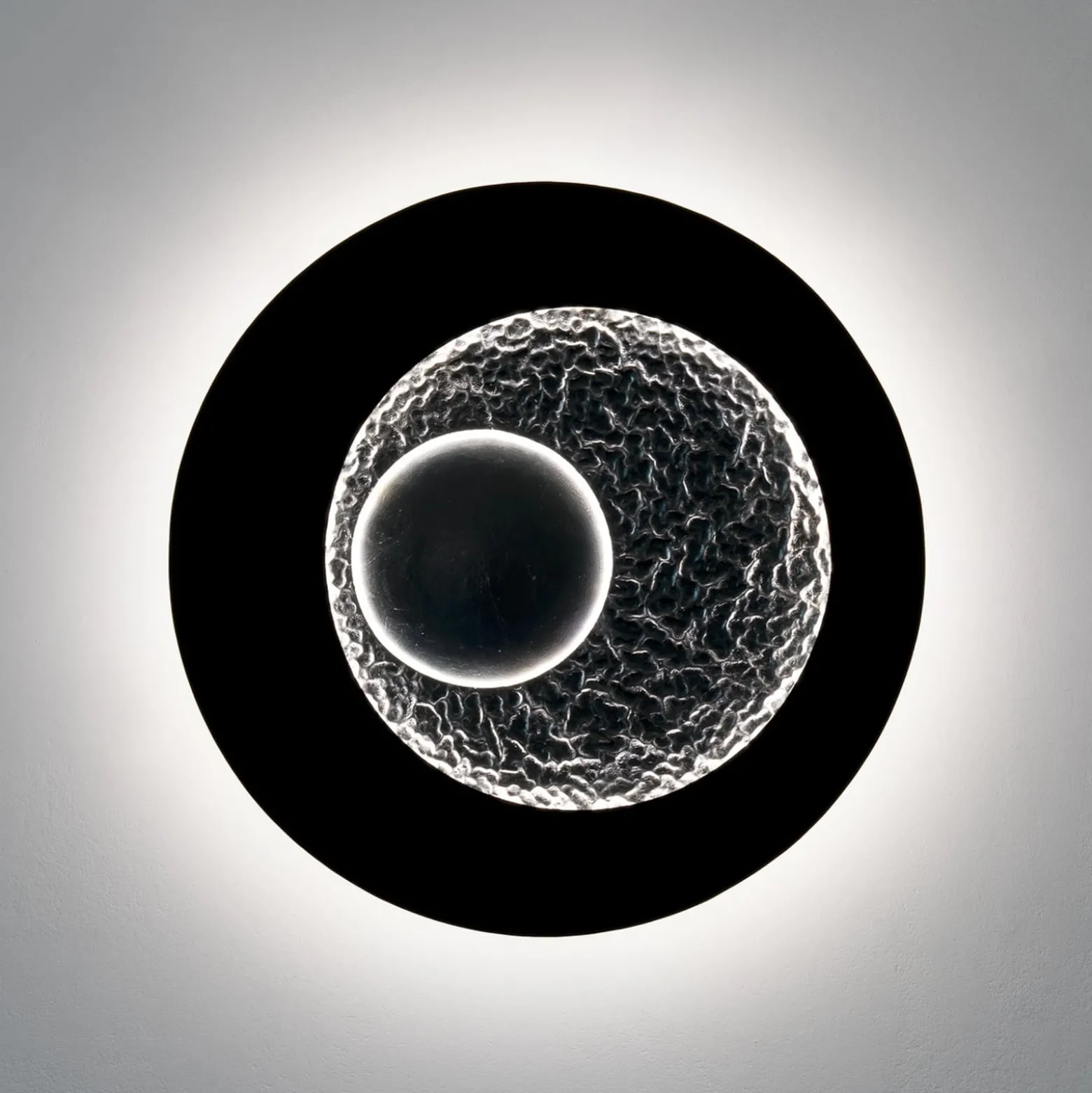 Urano LED-seinävalaisin, ruskeamusta/hopea, Ø 60 cm, rautainen