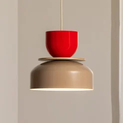 Uto-riippuvalaisin, beige/punainen, Ø 30 cm, metalli