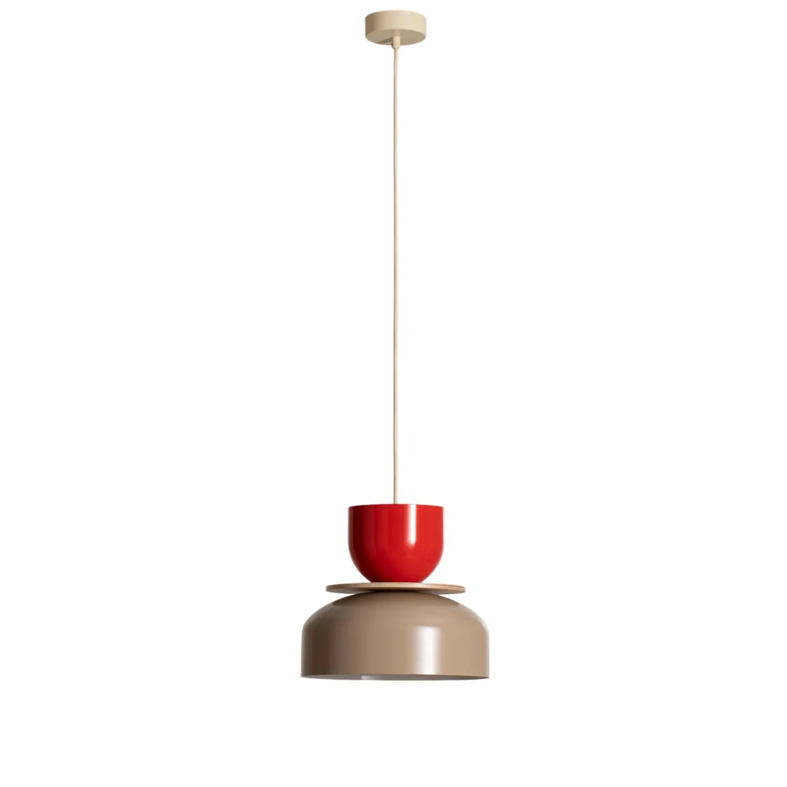 Uto-riippuvalaisin, beige/punainen, Ø 30 cm, metalli