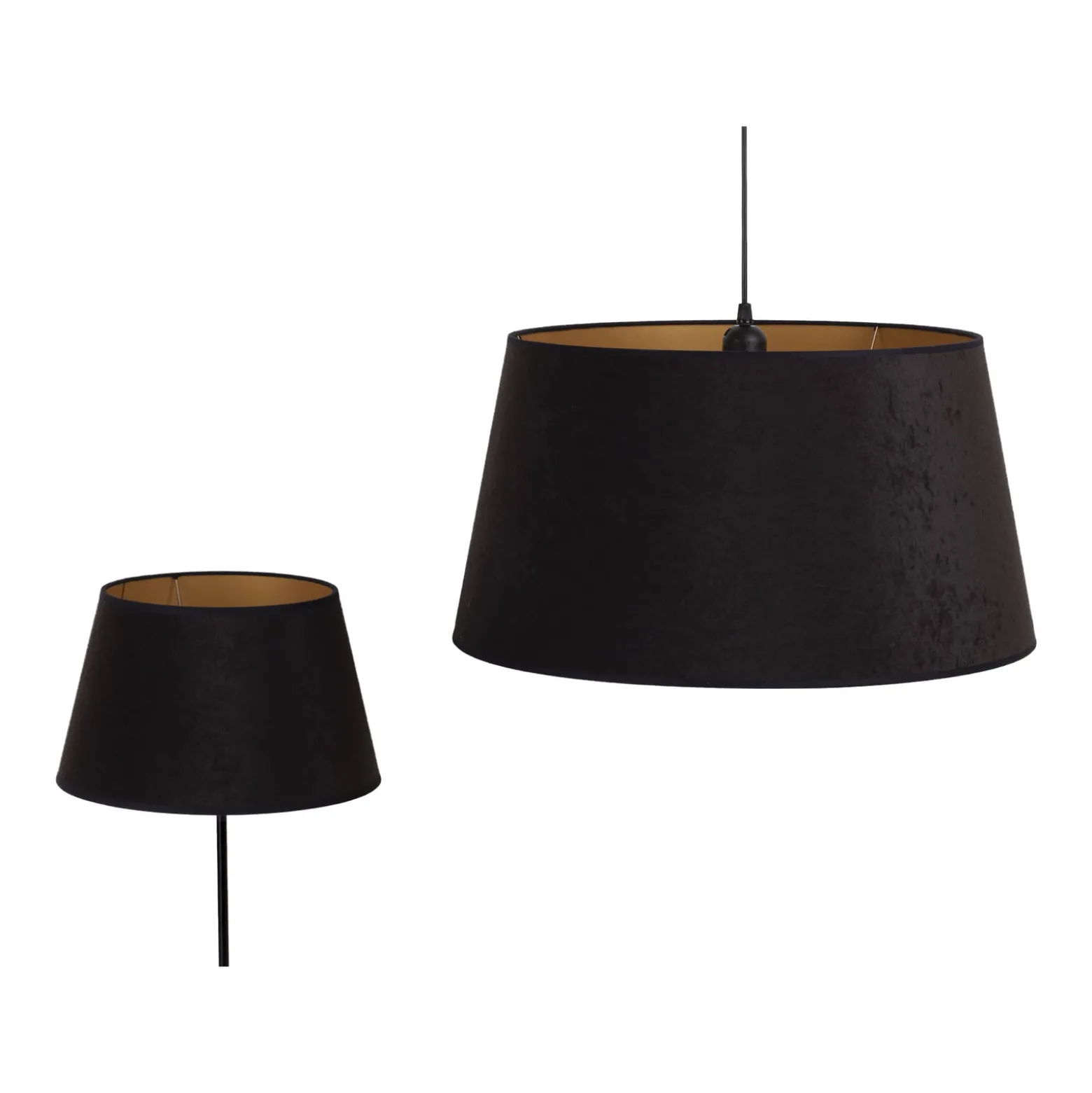 Varjostin Cone korkeus 25,5 cm, musta/kultainen