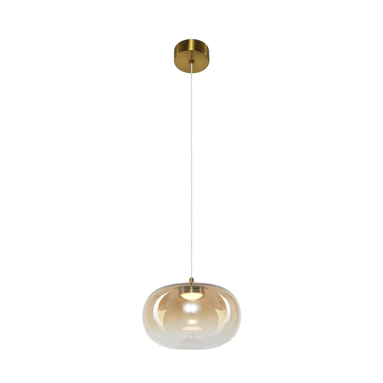 Vaso-LED-riippuvalaisin, keltaisen värinen, Ø 18 cm, lasi