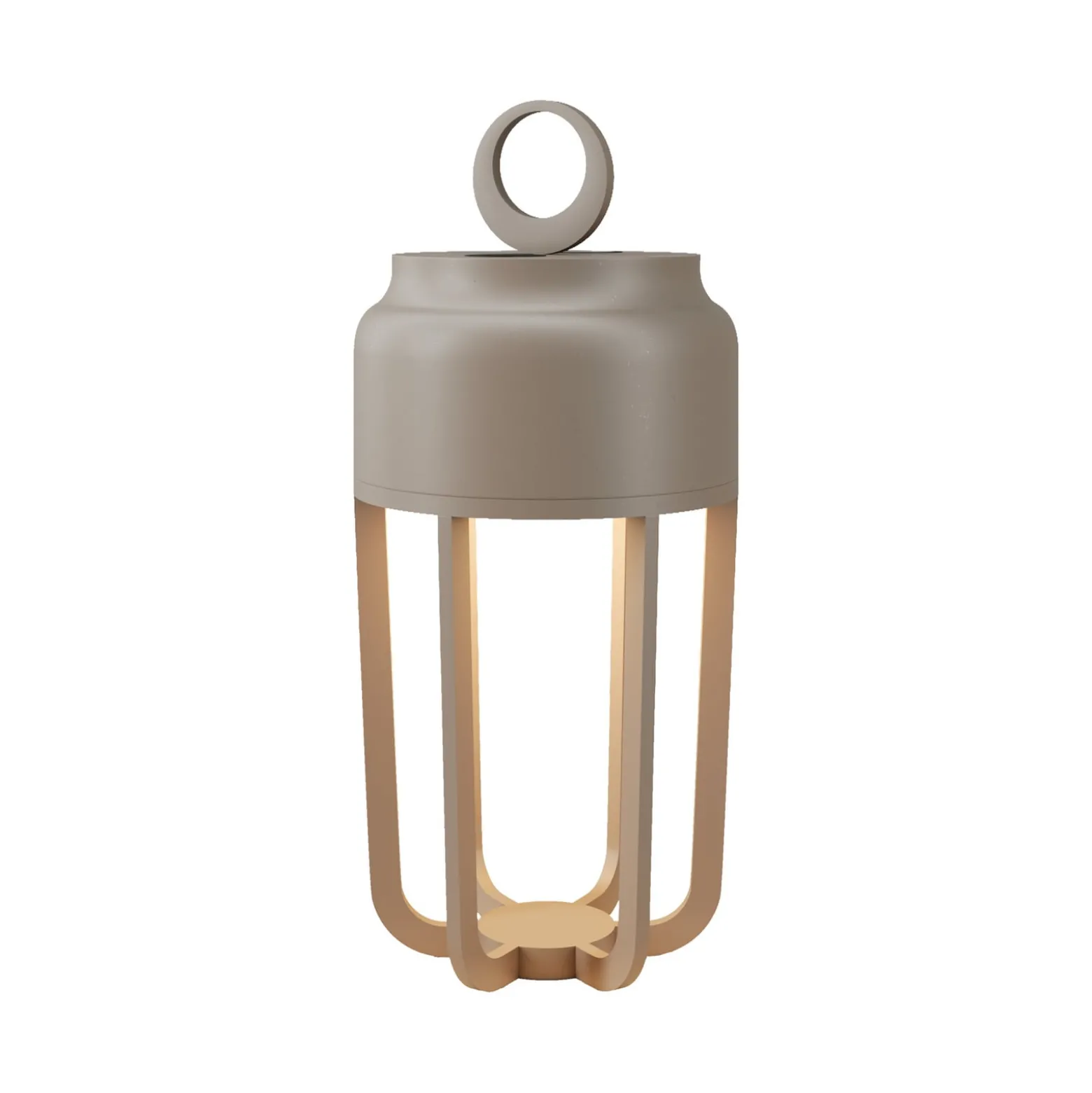 Vetra-LED-akkukäyttöinen pöytälamppu, beige, korkeus 22 cm, metallia, IP54,