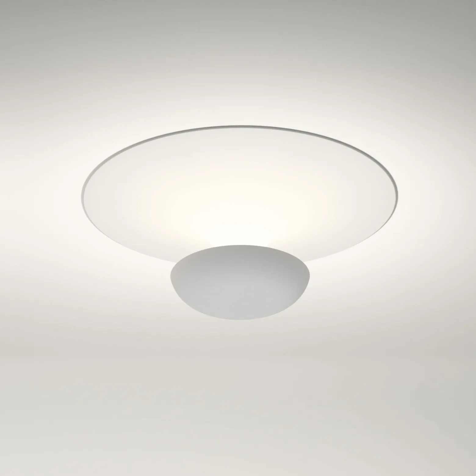 Vibia LED-kattovalaisin Funnel, valkoinen, alumiini, Ø 35 cm, 2700 K