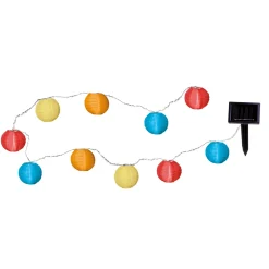 Värikäs aurinkokäyttöinen LED-valosarja, 10 palloa
