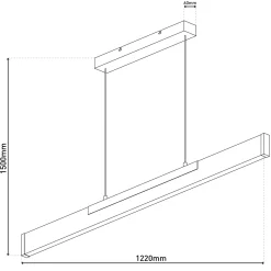 Wilma LED-riippuvalaisin, puu, pituus 122 cm, himmennettävä