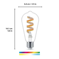 WiZ ST64 LED-filamenttilamppu WiFi E27 6,3W RGBW