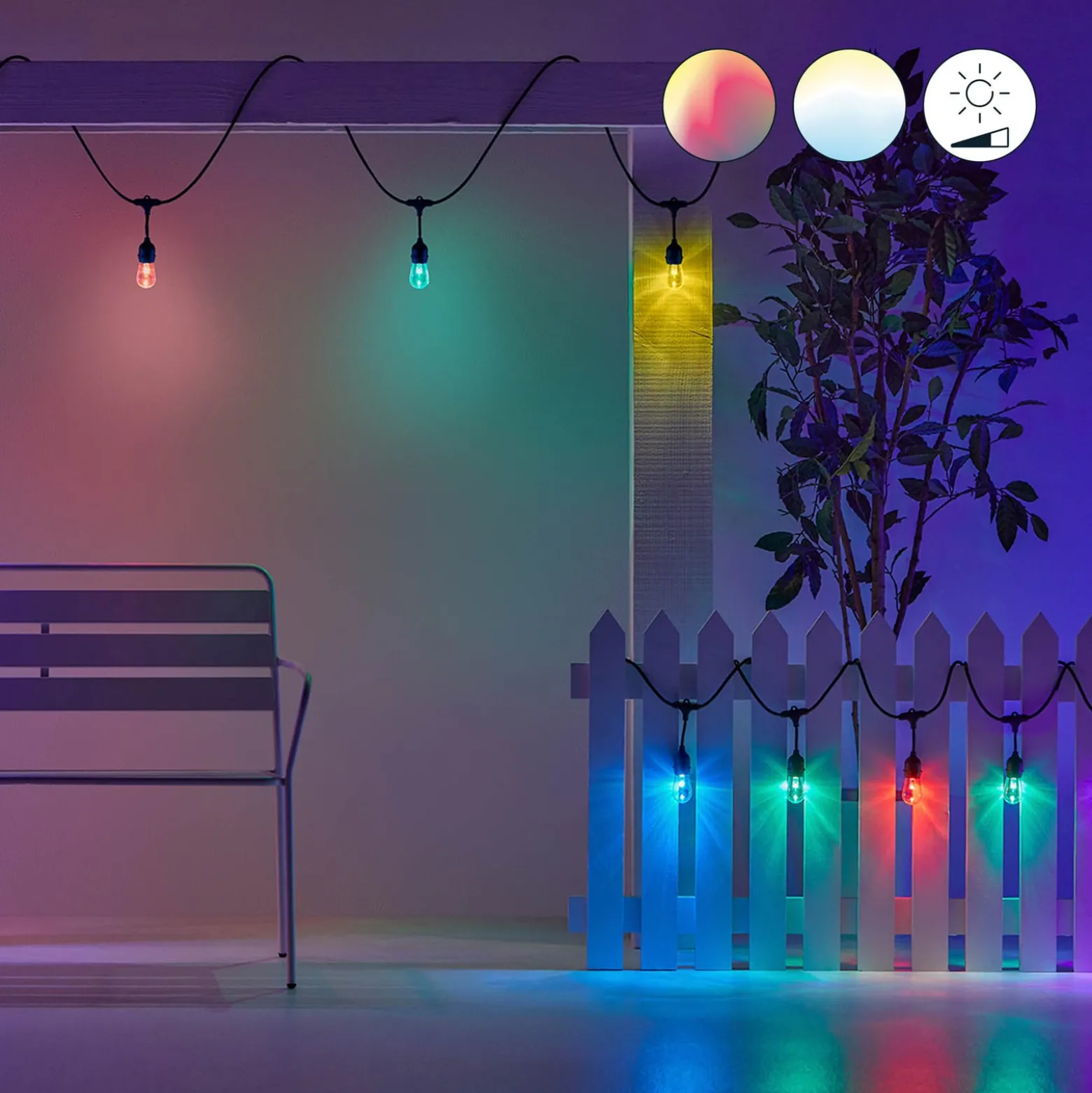 WiZ String Lights LED-valoketju ulkotiloissa, 14,8 m, CCT, RGB