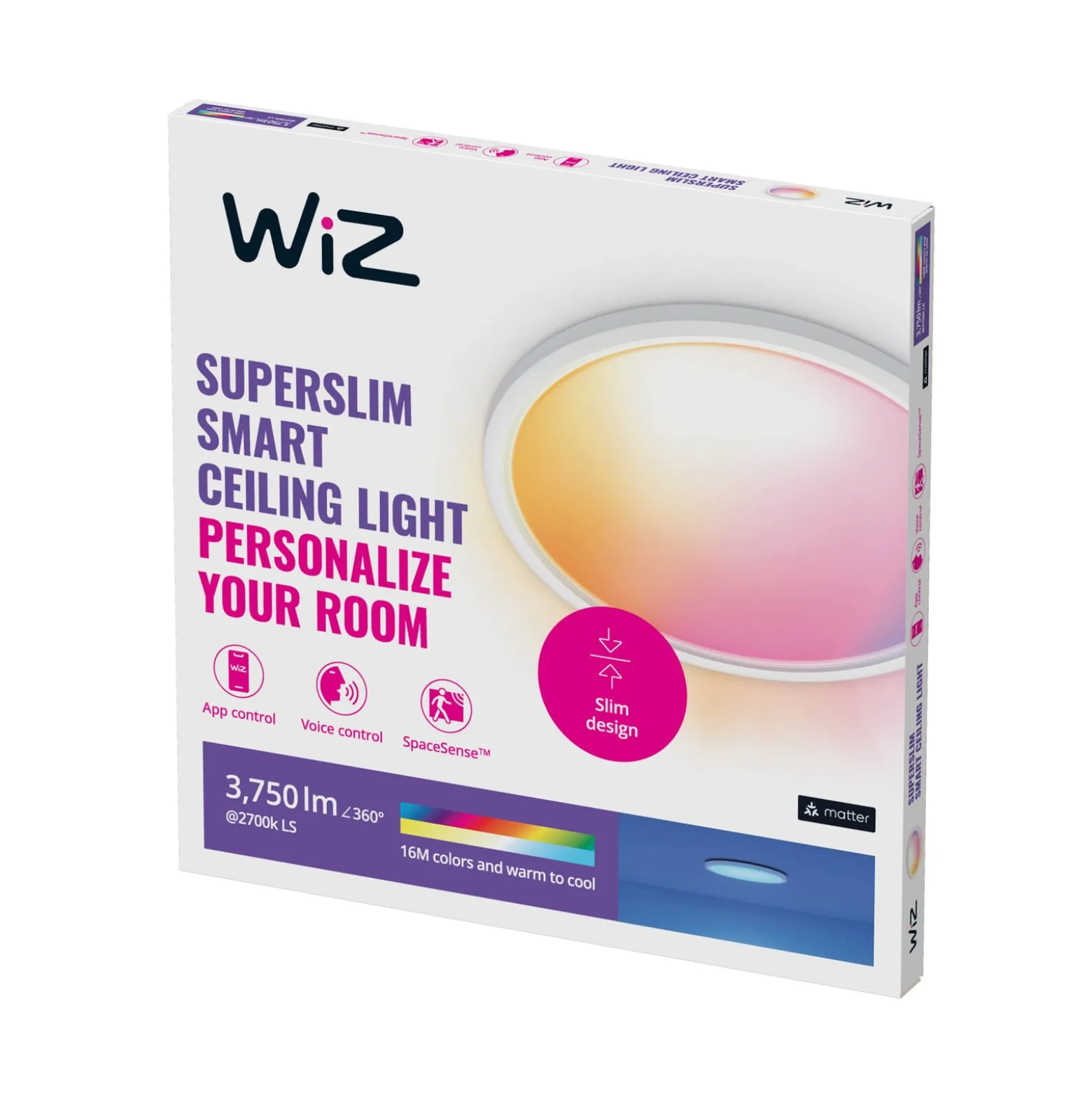 WiZ SuperSlim LED-kattovalaisin RGBW Ø54cm valkoinen