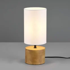 Woody-pöytälamppu puu/tekstiili, lieriö, valkoinen