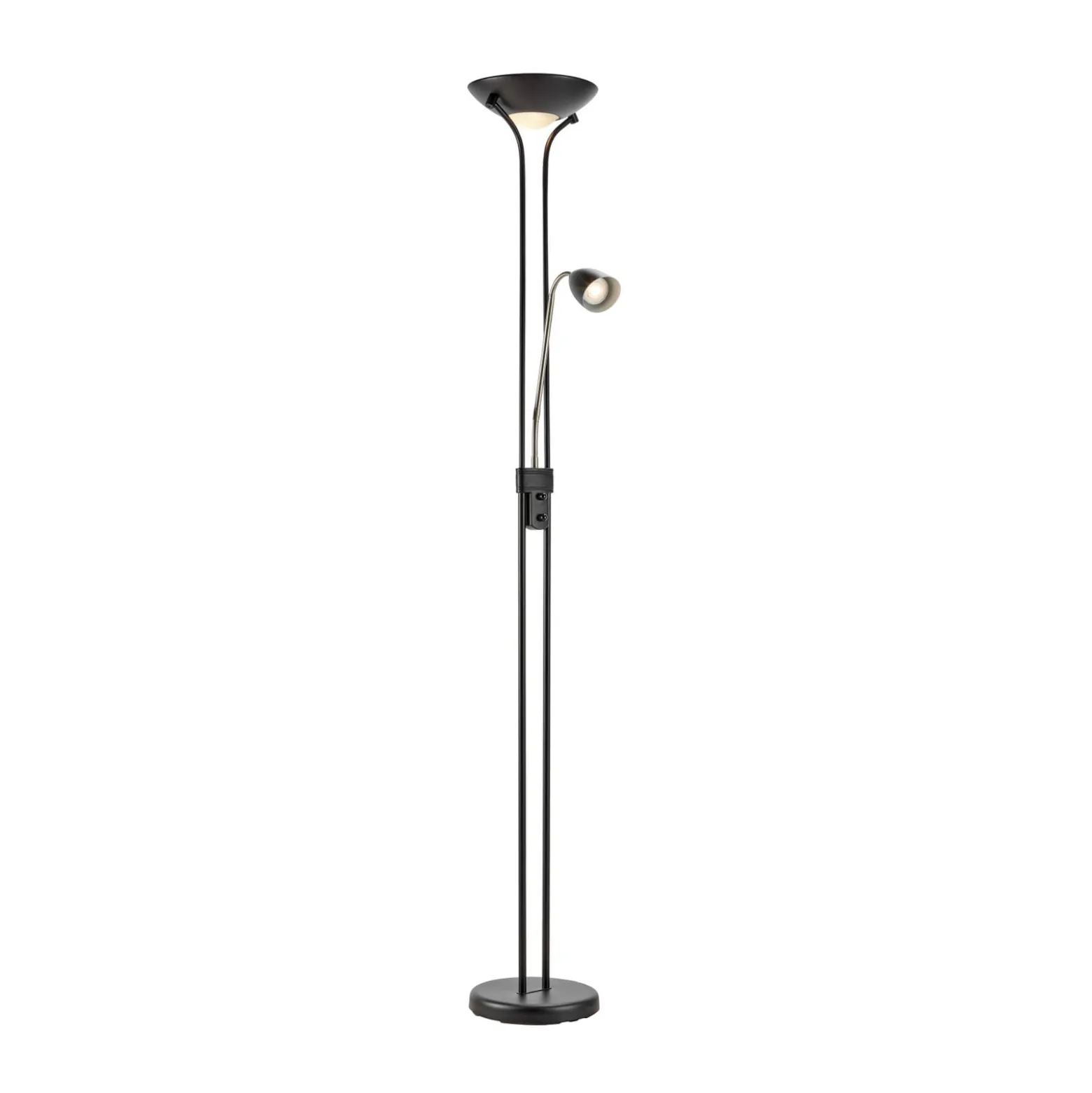 Ylöspäin suunnattu LED-valaisin Modu, musta, LED-lukuvalo, korkeus 180 cm,