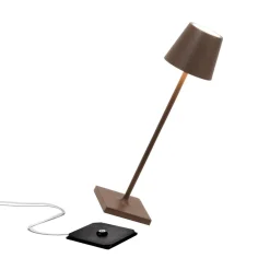 Zafferano LED-akkukäyttöinen pöytälamppu Poldina micro, ruosteenruskea, IP65