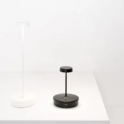 Zafferano LED ladattava pöytävalaisin Swap mini, musta, 15 cm IP65