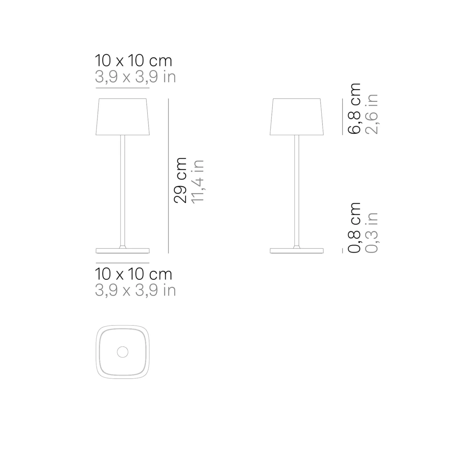 Zafferano Ofelia 3K ladattava pöytävalaisin IP65 valkoinen